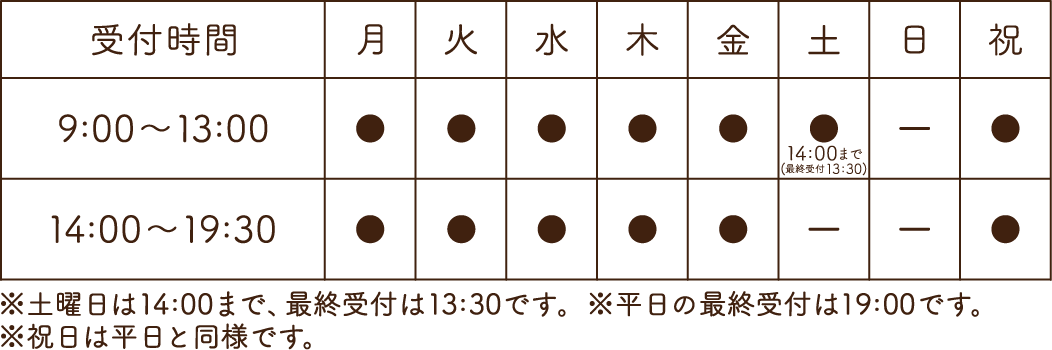 桜ヶ丘ロータリー接骨院ロゴの営業曜日